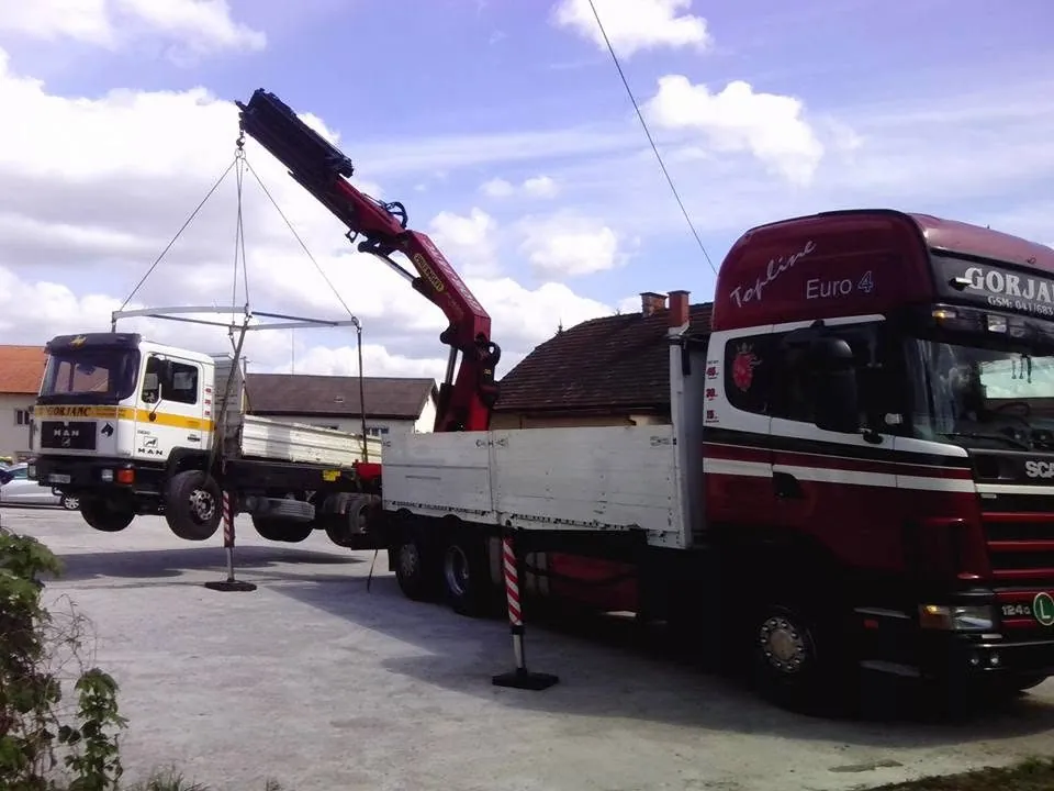Scania z dvigalom Palfinger med dvigom tovornjaka